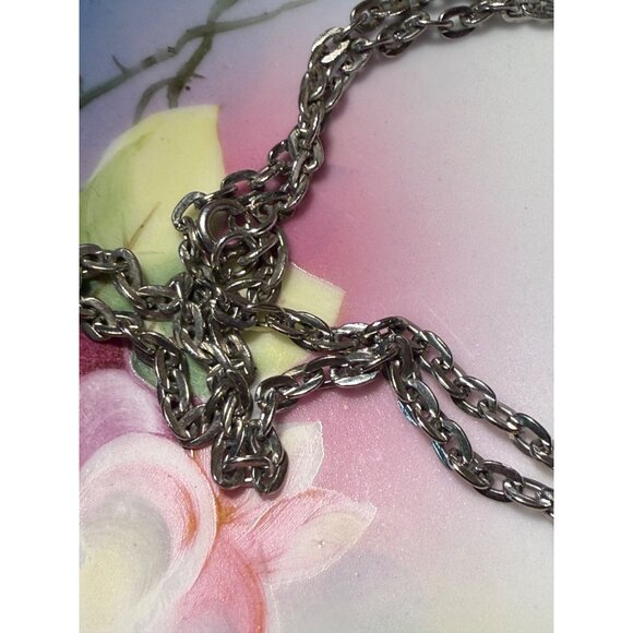 Vintage 70's Articulated Silver tone Tassel Pendant Necklace - Picture 8 of 10